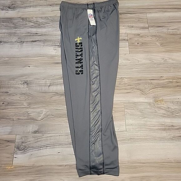 NWT NFL Team Apparel New Orleans Saints Pants‎ Adult Large Athletic Drawstring - Picture 1 of 8